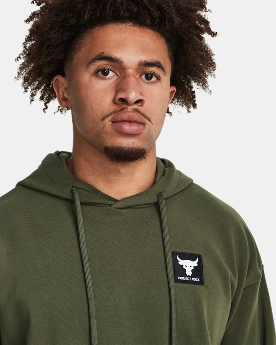 Men's Project Rock Heavyweight Terry Hoodie in Green image number 3
